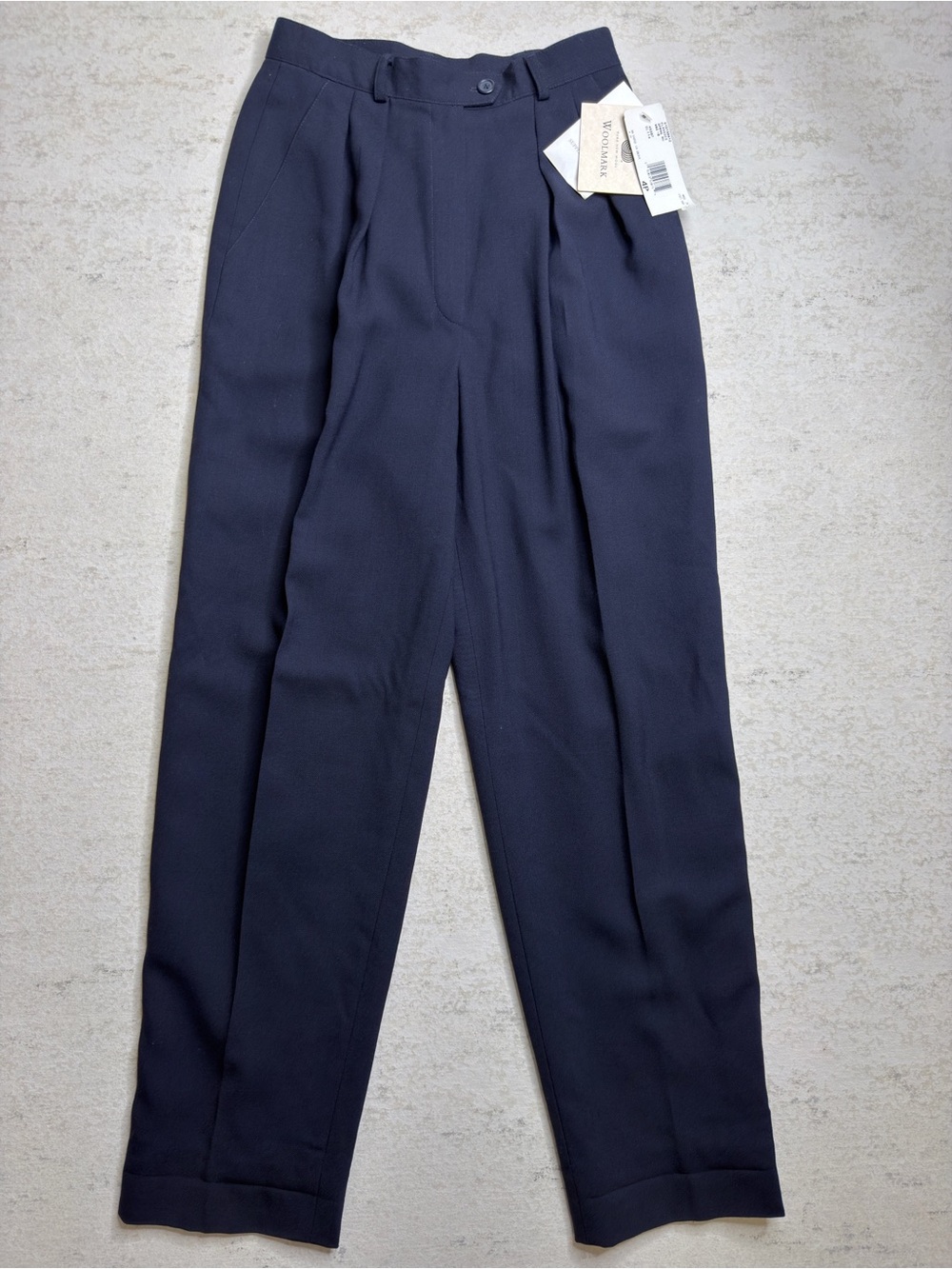 Vintage Lauren Ralph Lauren 100% Wool Navy Blue Pleated Trousers Size 4P